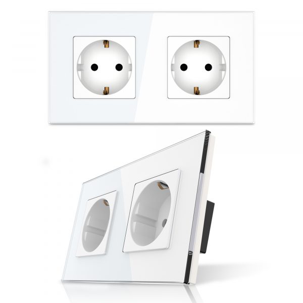Steckdose Unterputz 2-Fach mit Glasrahmen x2