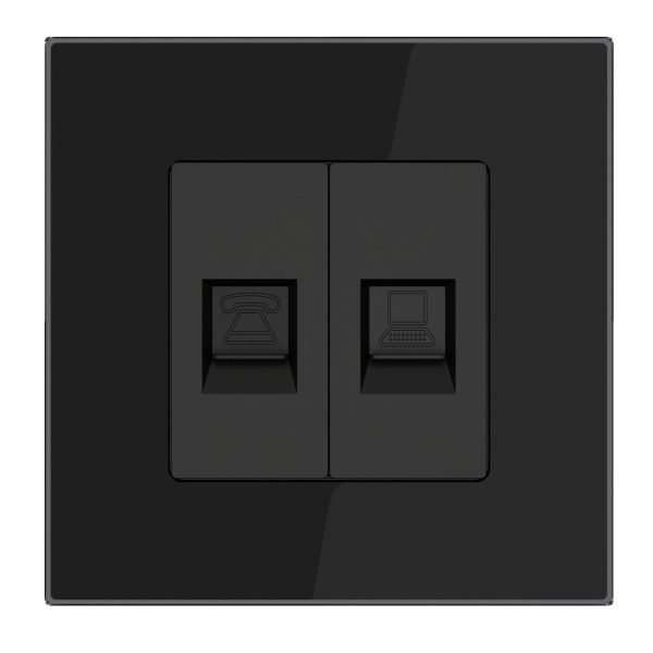 Internet-Telefondose 1-Fach mit Glasrahmen