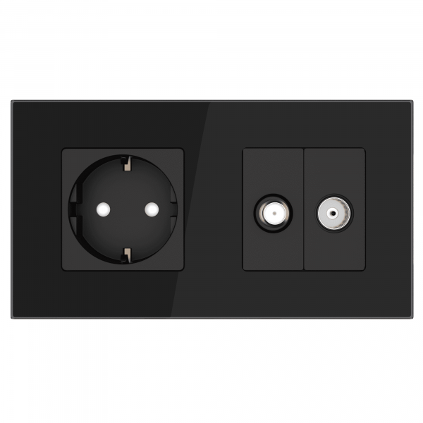 SAT/Kabel Antennendose/Steckdose 2-Fach inkl. Glasrahmen
