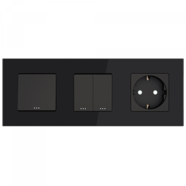 Taster/Serien-Wechselschalter/Steckdose 3-Fach Glas